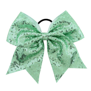 Sequin Ribbon Cheer Leader tóc Bows với ban nhạc đàn hồi, trường cheerleading cung - Product Image 6