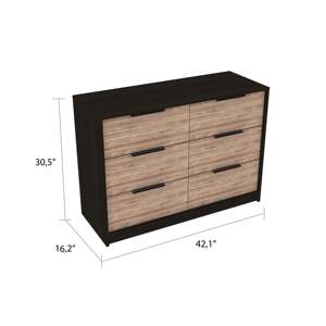 Commode à 4 tiroirs Egeo, table de chevet Omaha, ensemble de chambre à coucher en pin noir - Product Image 5