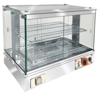 Vitrine chauffante en acier inoxydable à double usage (humide et sèche), avec cinq côtés en verre, design flamme, capacité 70L, économe en énergie