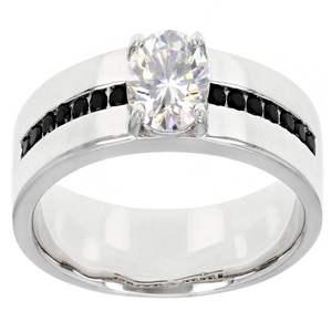 Anillo de Compromiso Clásico de Plata de Ley 925 con Moissanita de 1.40 Quilates, Corte Brillante, Engaste de Garras, Chapado en Oro Blanco de 18K para Hombre - Product Image 1