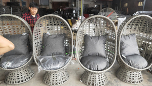 Cama de mimbre para colgar en la terraza del hotel, cama redonda reclinable de mimbre, Nido de Pájaro al aire libre - Product Image 6