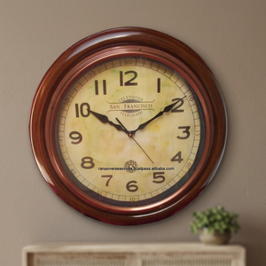 Modern Luxury Eco-friendly Folk Art Digital Round <b>Wooden</b> Wall <b>Clock</b> with Glass Front for Living Room Home Decoration - Product Image 3