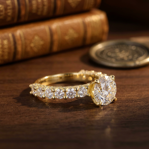 Bague de fiançailles Evanex personnalisée en argent 925 avec diamant Moissanite VVS 2 carats pour femme, plaquée or jaune, bijoux fins - Product Image 2