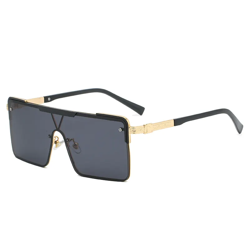 fashionable oversize vintage retro square one piece lens metal frame sunglasses for men and women designer luxury 2023