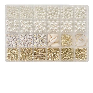 Juego de cuentas de imitación de perlas para joyería DIY, 1550 piezas, formas mixtas, cuentas espaciadoras doradas para manualidades hechas a mano - Product Image 5