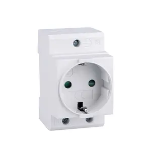 Electric socket Germany type 250V AC din rail socket outlet 2P+E 16A modular socket