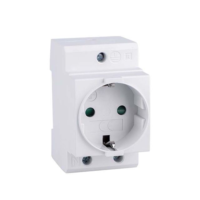 Electric Socket Germany Type 250V AC Din Rail Socket Outlet 2P+E 16A Modular Socket