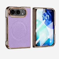 Étui de téléphone portable à écran pliable pour iPhone DUO, motif litchi premium, charge magnétique sans fil, coque anti-chute