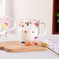 Mug à café portable haute performance en verre borosilicate à double paroi, écologique, avec poignée et couvercle à visser, multi-usages