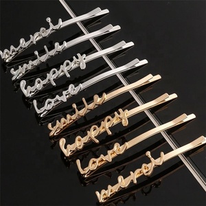 Al por mayor, nuevo estilo, horquillas de metal sencillas con palabras para mujer, pinzas para flequillo de niña - Product Image 1