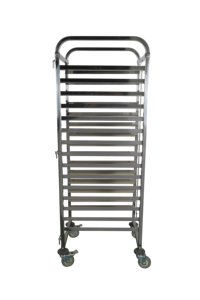 Étagère à pâtisserie mobile en acier inoxydable à 15 niveaux |   Chariot à pizzas pour boulangerie commerciale avec roulettes verrouillables - Product Image 2
