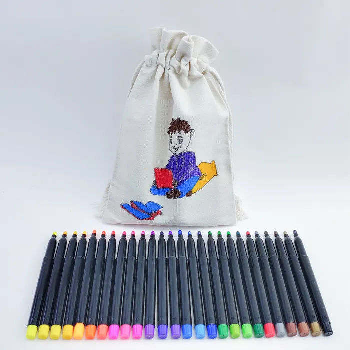 Khy TikTok ชุดปากกามาร์กเกอร์ผ้าถาวร24สีเพื่อความปลอดภัยสำหรับเด็ก