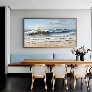 Minimalist Custom Oil Painting Sea Wave Textured Hand Painted <b>Canvas</b> Wall Art Gift Decorative Original Artwork Home Hotel Decor - Product Image 5
