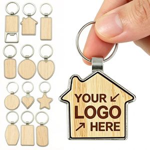 Llaveros de Madera Personalizados al por Mayor, Llaveros de Madera de Haya para Grabado Láser de Logotipos, Forma de Casa y Corazón - Product Image 1