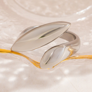 Stainless Steel Leaf Shape <b>Ring</b> For Women Geometric Design Gift Jewelry Yiwu Origin JZ21542S - Product Image 4