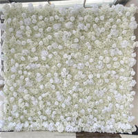 5D artificiel blanc 10 pieds X 10 pieds 8ft X 8ft fleur mur enrouler Rose fleurs mur rideau mariage scène décoration toile de fond