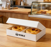 Boîte en carton jetable écologique et imperméable NOBLE personnalisée pour la pâtisserie (tartes aux œufs et gâteaux) – Lot de 2 avec impression quadricolore