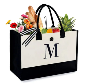 Sacs fourre-tout en toile de haute qualité, écologiques, personnalisables avec logo, lettres, réutilisables, souvenirs, cadeaux de mariage - Product Image 1