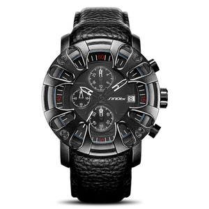 Reloj de Lujo de Marca Superior SINOBI, Diseño Creativo, Relojes Deportivos, Relojes de Cuarzo Resistentes para Hombre con Correas de Cuero S9760G - Product Image 1