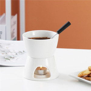 Ensemble de fondue créatif en céramique blanche, petit et mignon, avec chauffe-fromage à bougie, réchaud de table et autres ustensiles de cuisine - Product Image 5