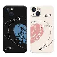 Coque de téléphone transparente motif avion et cœur pour couple, compatible iPhone 13 11 12 14 15 Pro Max Mini XS Max XR SE 14 Plus 16 18pro 18pm