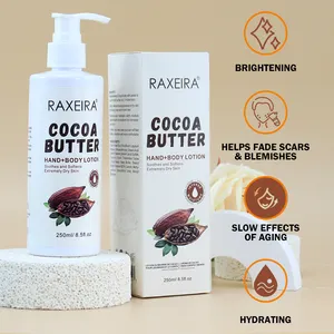 OEM Bio-Kakaobutter Hand-Body-Lotion Eigenmarke natürliche feuchtigkeitsspendende und auslöschende Aufhellungs-Body-Lotion für schwarze Haut