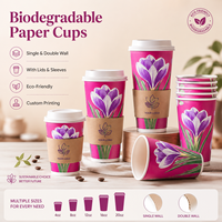Gobelet à café en papier ondulé biodégradable personnalisé avec logo, simple ou double paroi, avec couvercle et manchon pour boissons chaudes à emporter