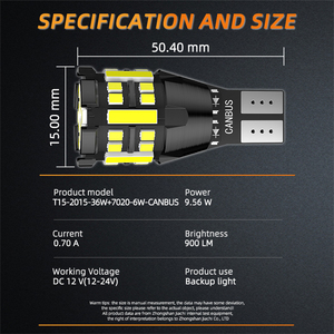 Jiachi ngược ánh sáng Bóng đèn 12V trở lại lên đèn sương mù W16W T15 921 912 <span class=keywords><strong>LED</strong></span> CANBUS cho <span class=keywords><strong>VW</strong></span> Golf 7 Passat <span class=keywords><strong>TIGUAN</strong></span> Bọ Cánh Cứng Scirocco sharan - Product Image 4