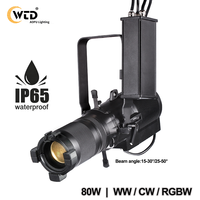 AOPU Projecteur LED Mini Leko Étanche IP65 80W 2-en-1 ou 4-en-1, Lumière de Scène Théâtrale CW ou WW avec Zoom