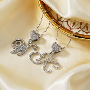 Nouveau collier à chaîne en cuivre incrusté de zircon de style européen et américain avec lettres anglaises, tendance, polyvalent, cadeau unisexe - Product Image 3