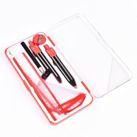 Boîte transparente en plastique avec logo imprimé personnalisé en 3 couleurs, compas, taille-crayon, règle, instruments de géométrie mathématique et de dessin technique