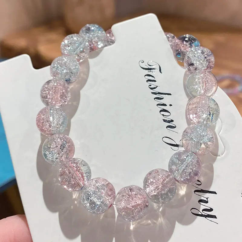 Ins Nieuw Ontwerp Student Cadeau Roze Bedels Verstelbare Kralen Armband Kristallen Gekleurde Kralen Armband Voor Vrouwen