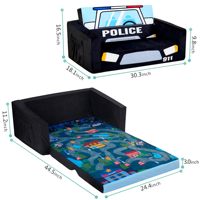 Sofá cama plegable para niños en forma de coche negro OEM juguetón tierno sofá de espuma pequeño para guardería
