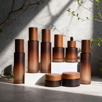 Pot cosmétique en verre avec bouchon à vis en bambou de 30 ml à 120 ml, flacon pompe pour sérum, huile essentielle, brume, lotion