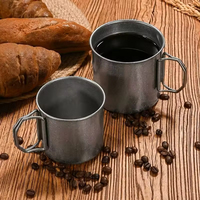 Tasse à café portable vintage en acier inoxydable de 500 ml, tasse de camping pliable pour l'extérieur, tasse à café portable épaisse pour le camping