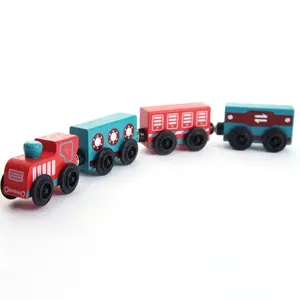 Wooden children's educational early education toys wooden coloful Intercity train toys for child educational