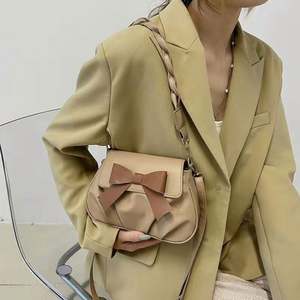 กระเป๋าสะพายข้าง Bowspure 2024 รุ่นใหม่ล่าสุด สไตล์เรโทร แฟชั่นสำหรับผู้หญิง โบว์เล็ก กระเป๋าถือแบบจีบเย็บลายเคเบิ้ล หนัง PU สีสันสดใส - Product Image 3