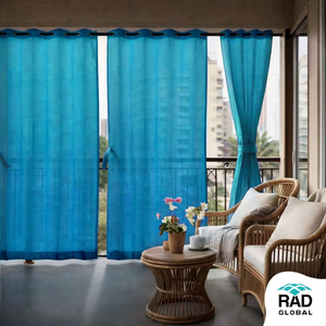 Eyelet Outdoor Curtains 180 GSM Aqua Green with Premium Light Filtering Fabric Weather Resistant Design and Elegant Balcony - Product Image 1