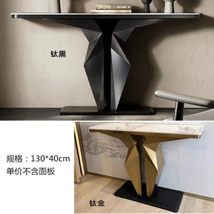 Italian Style Entryway Table Marble Top Stainless Steel Pedestal Console Table Minimalist Design For Indoor Use - Product Image 4