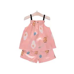 Заводская оптовая цена 2020 новые летние Подтяжки пижамы с мультяшным рисунком комплект одежды для маленьких девочек