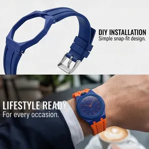 สำหรับ <span class=keywords><strong>Audemars</strong></span> <span class=keywords><strong>Piguet</strong></span> AP & Swatch Royal POP Pocket FKM สายนาฬิกา + ตัวเรือนป้องกันไบโอเซรามิก สายนาฬิกาและสายรัดข้อมือสำรอง - Product Image 6