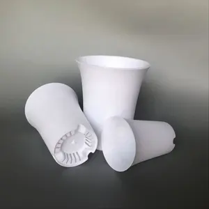 6.5*7.5cm piccolo bianco nero balcone rotondo plastica profondo alto fiore vivaio fioriera vaso a rete per cactus succulente