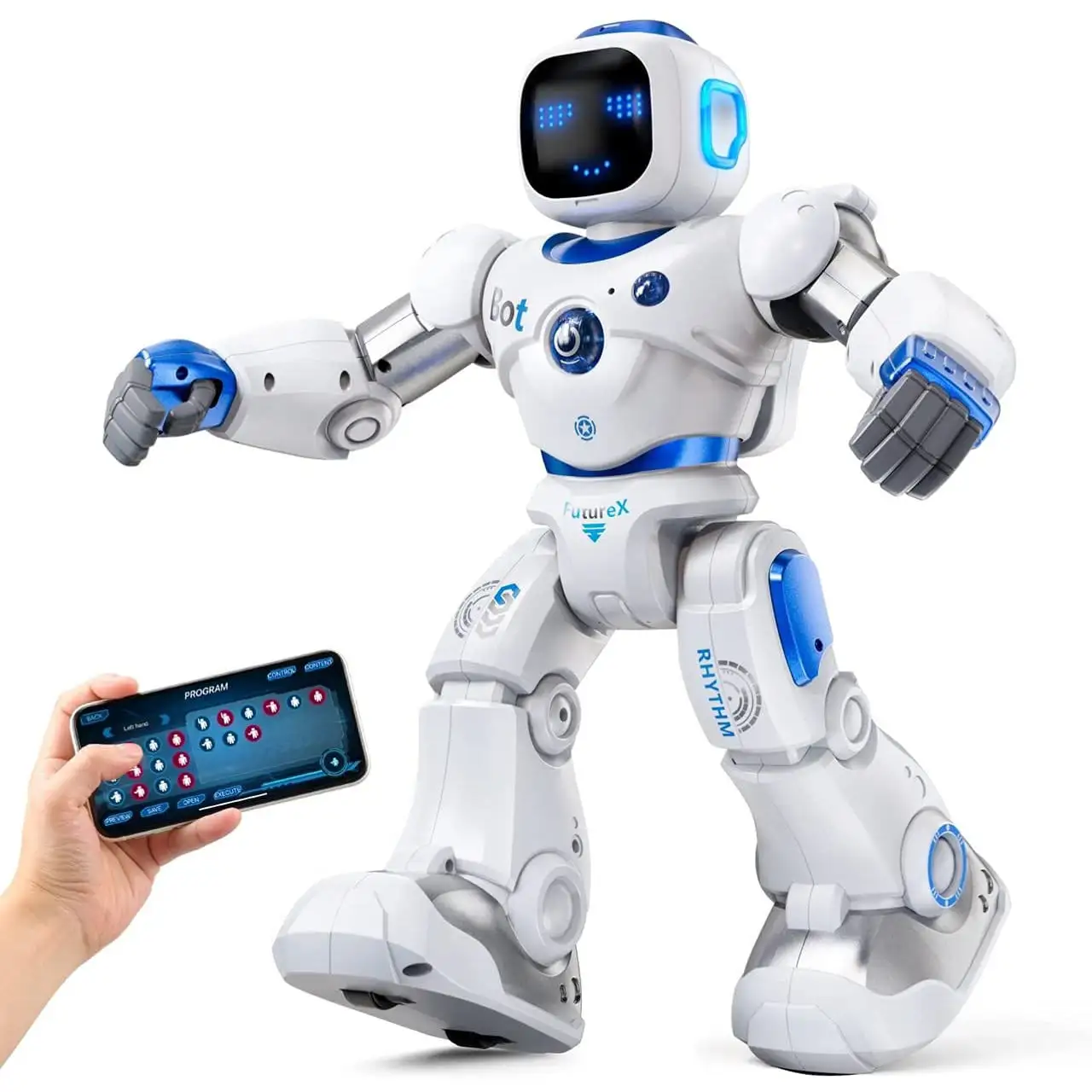 Robot umanoide 1088 gesto d'aria Robot intelligente danza RC giocattoli Robot con luci sonore e LED per bambini plastica Unisex ABS