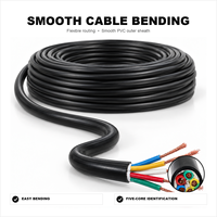 Câble de commande flexible en cuivre RVV 5 conducteurs 5x1,5mm² isolé en PVC noir, fil électrique rond 300/500V