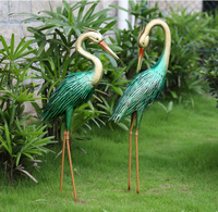 Statuettes de jardin en métal, 6 pièces, 2 Sculptures d'art pour pelouse, Patio, décoration d'arrière-cour