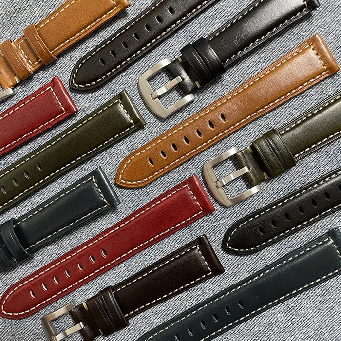 Handmade Retro Watch Bands 18mm 20mm 22mm 24mm Quick Release Vintage Oil Wax Calfskin Leather Watch Straps Replacement