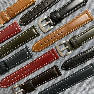 Bracelets de montre rétro faits à la main 18mm 20mm 22mm 24mm à dégagement rapide Vintage cire à l'huile cuir de veau bracelets de montre de remplacement