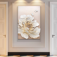 Peinture à l'huile 3D Relife, fleurs, résine + matériau HDF, 80x120cm, style ROMAN, peinture à la main, décoration murale de luxe pour le salon