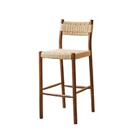 Tabouret de bar moderne en bois de noyer massif, dossier incurvé, hauteur de comptoir, chaise de cuisine/pub, tabouret de bar commercial en bois avec repose-pieds