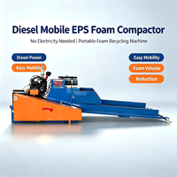 Compacteur de déchets de polystyrène à froid, écologique, sans chauffage, mobile, à moteur diesel, pour la réduction de volume des mousselettes en EPS
